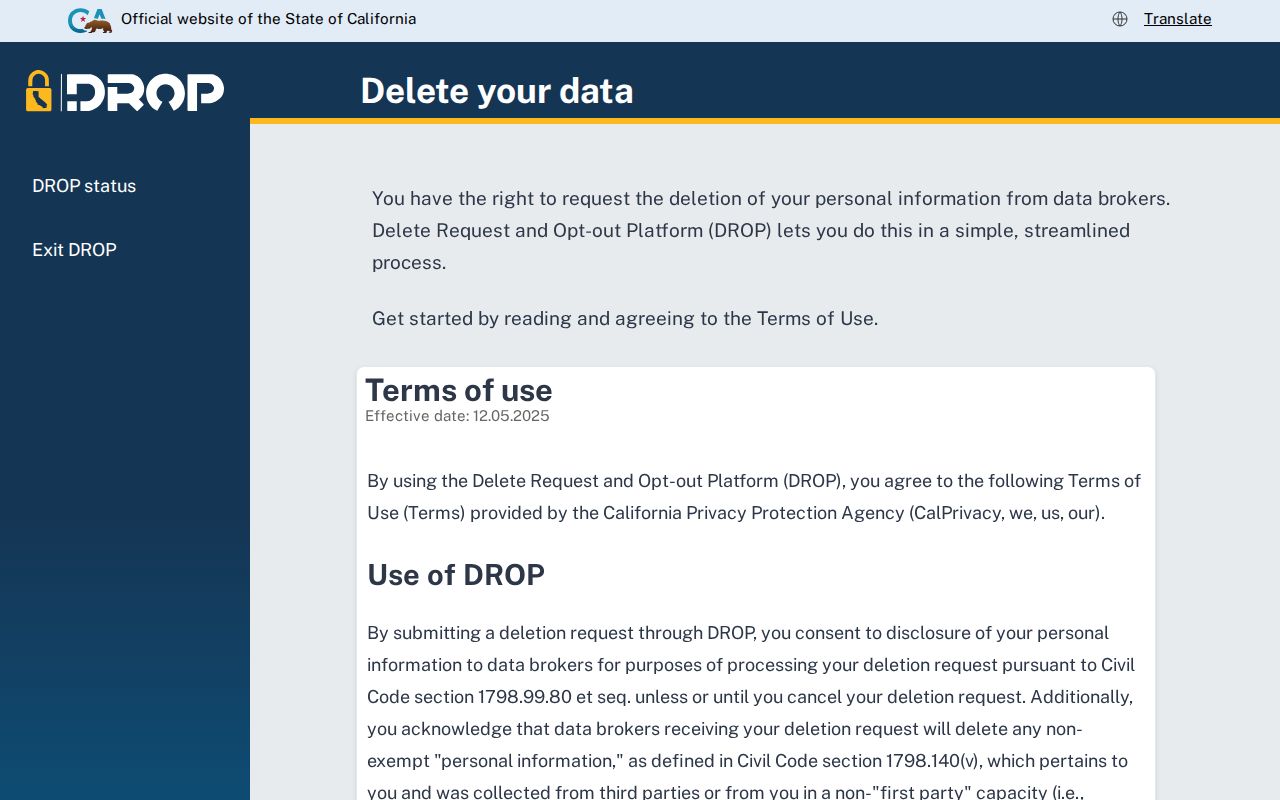Yolo neighbors California data broker deletion portal