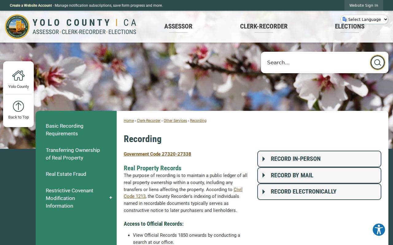 Yolo previous residents recorder coverage and recording guidance