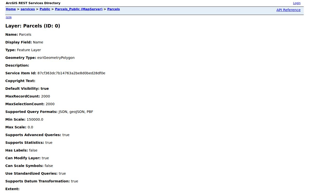 Yolo street directory public parcel layer and query service